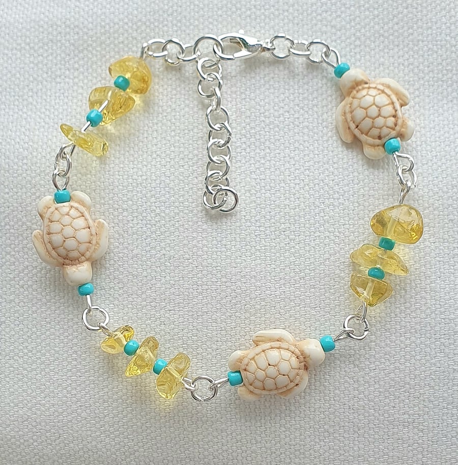 Citrine & Howlite Turtle Bracelet