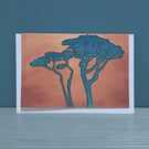 Fine Art Blank Card - Sunset Cornish Trees