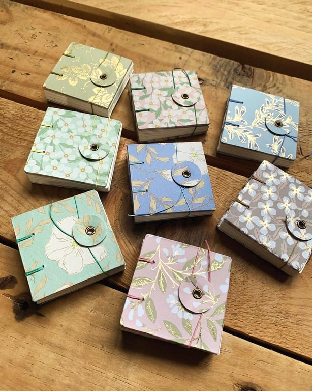 Coptic Bound Mini Floral Watercolour Sketchbook.
