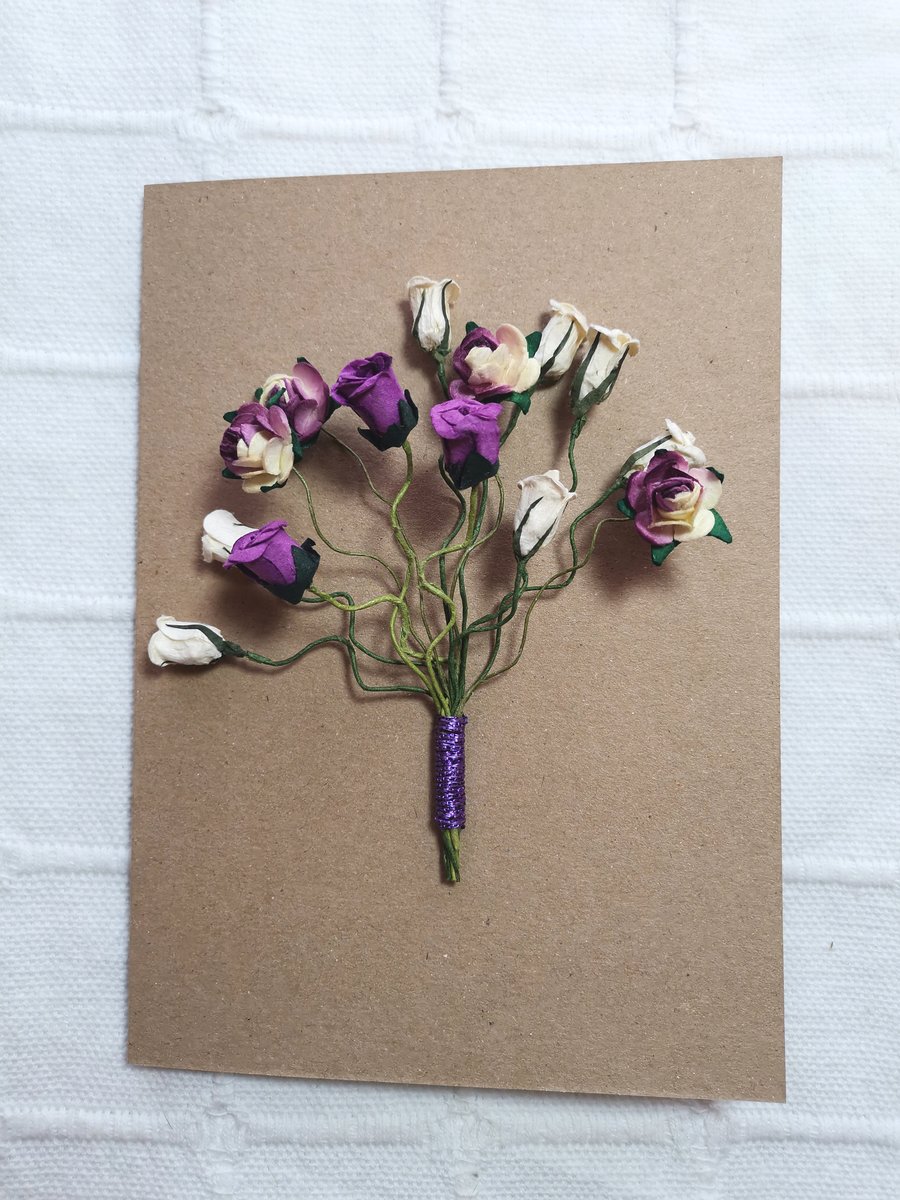 Fancy flower luxury handmade blank 3D card,  paper flowers greeting card gift 