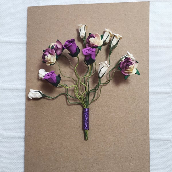 Fancy flower luxury handmade blank 3D card,  paper flowers greeting card gift 