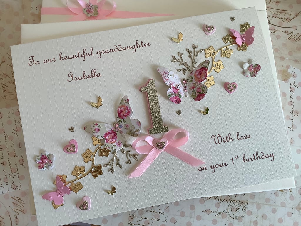 Personalised 1st Birthday Card Gift Boxed Granddaughter Daughter Any Age First