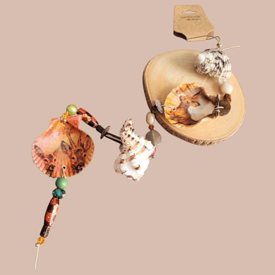 Shell Deer Decoupage Hanging Decoration 