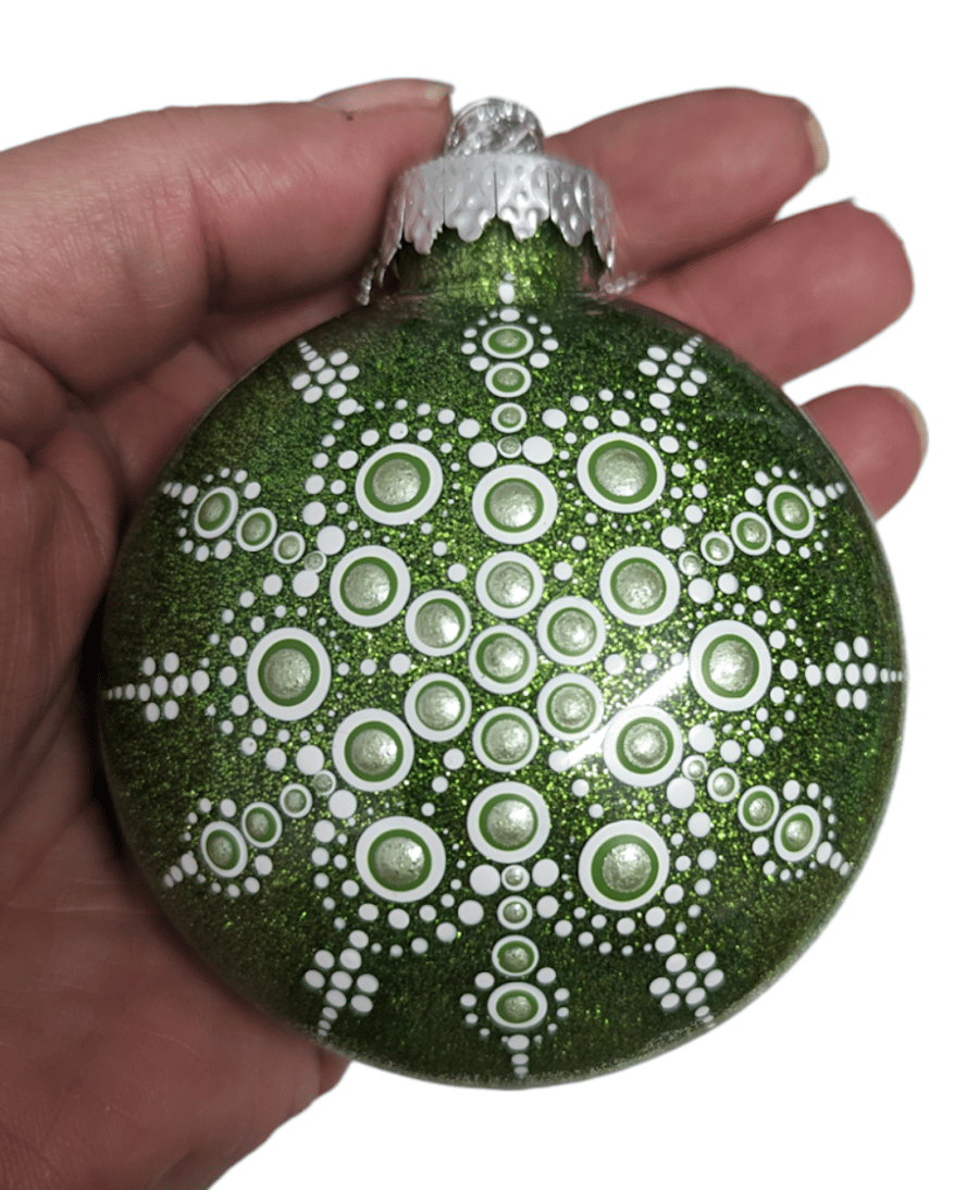 Hand painted dot mandala Christmas ornament