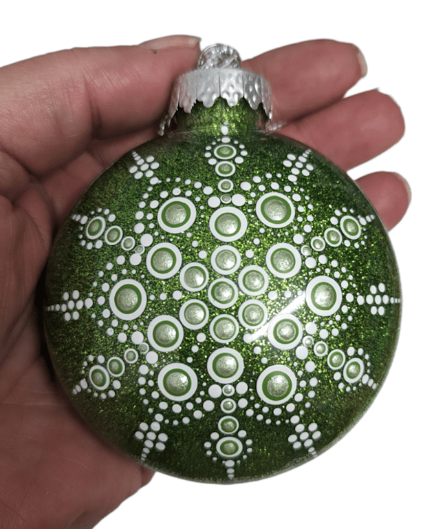 Hand painted dot mandala Christmas ornament