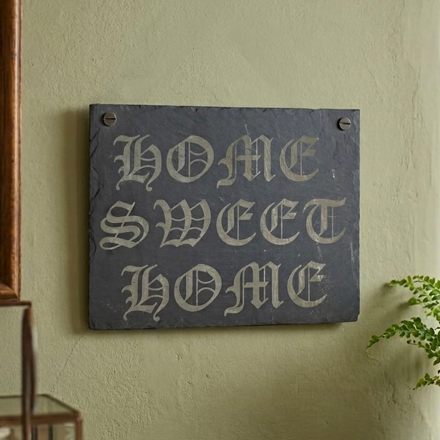 Home Sweet Home Reclaimed Welsh Slate Wall Plaque 