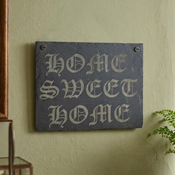 Home Sweet Home Reclaimed Welsh Slate Wall Plaque 