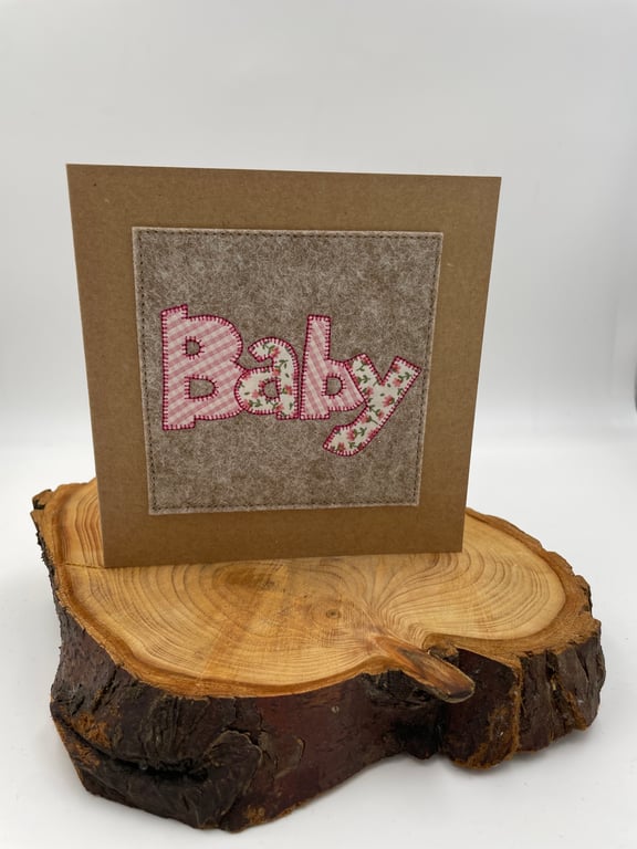 Baby girl appliqué card, blank for own message