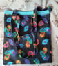 Handmade totebag, colourful peacock feather design