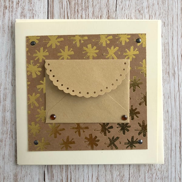 Handmade birthday card with pearl money envelope