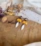 Autumn Gold Fleck & Mustard Half-Moon Dangles – Polymer Clay Earrings - Image 4