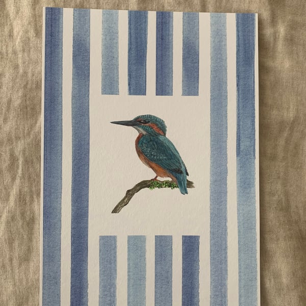 Kingfisher Stripe A4 & A3 Eco-Friendly Art Print