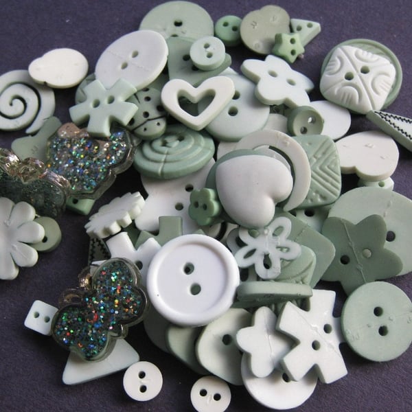 Aqua Sage Green Craft Button Embellishment Mix, Color Me Seafoam