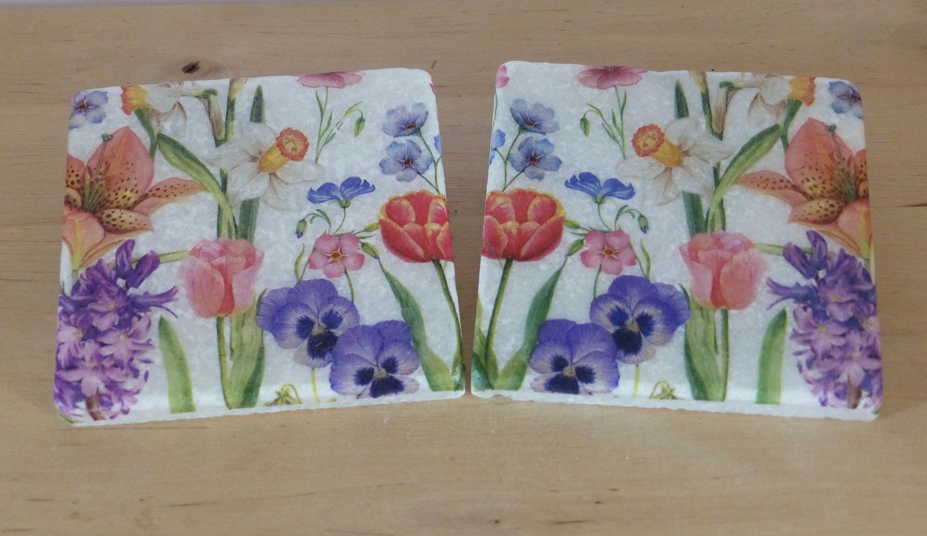 Marble 'Spring Flower' Coasters