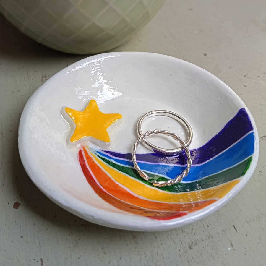 Shooting star rainbow trinket dish 