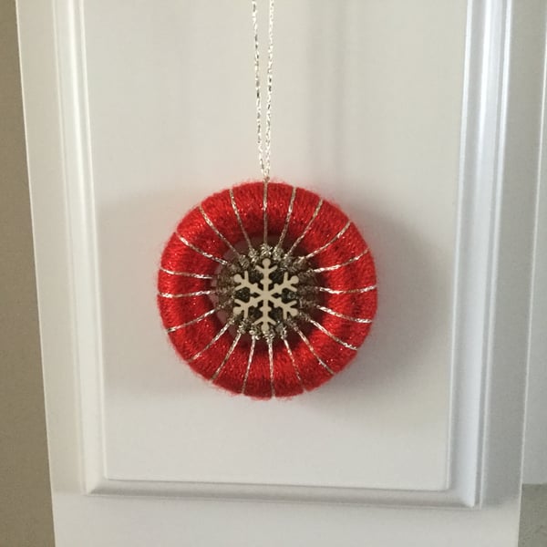 Dorset Button Christmas Tree Decoration in Red