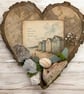 Seaside Heart Wall Hanging – Coastal Driftwood, Sea Glass & Shell Decoration