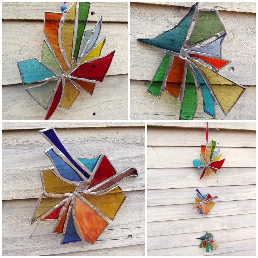 PinWheel Stained Glass Window Hanging