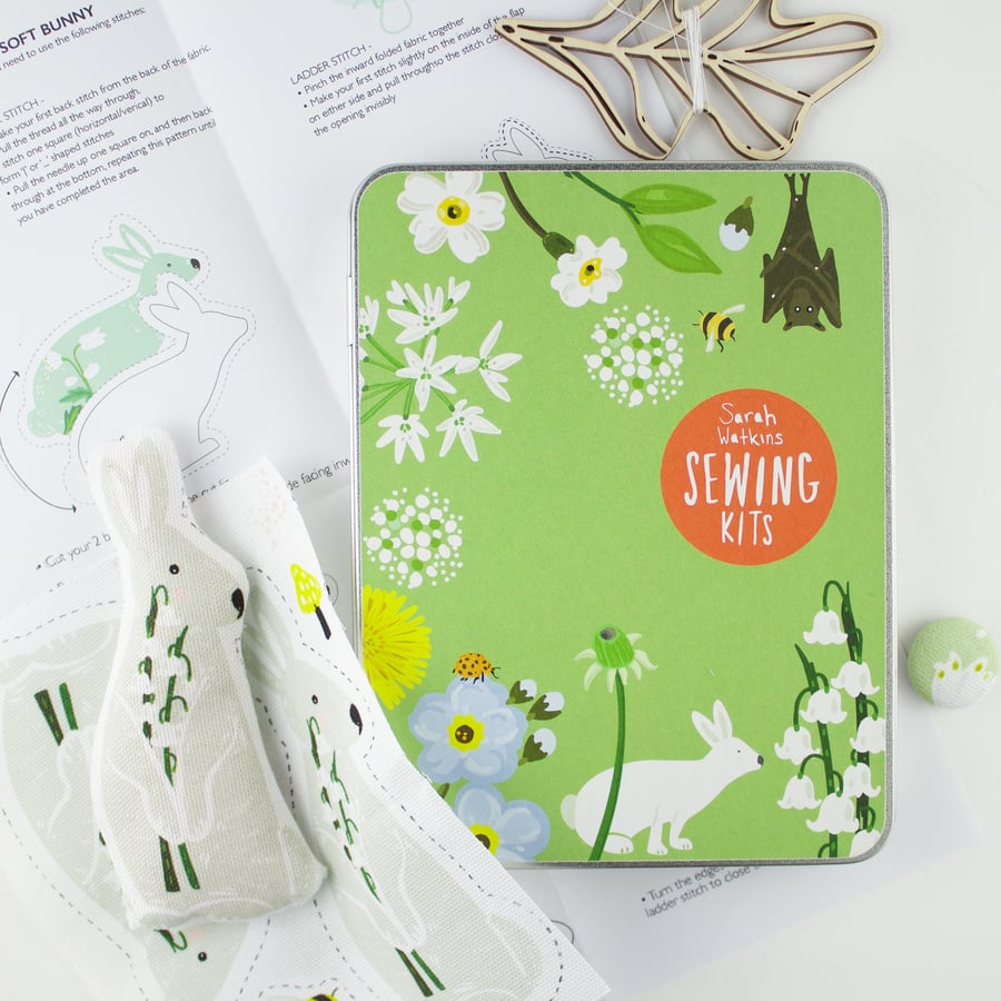  Bunny Stitch and Sew Kit in Tin