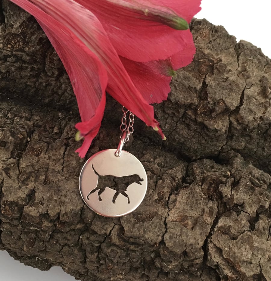 Dalmatian Necklace. Dog Sterling Silver Pendant hand sawn by artist maker. 