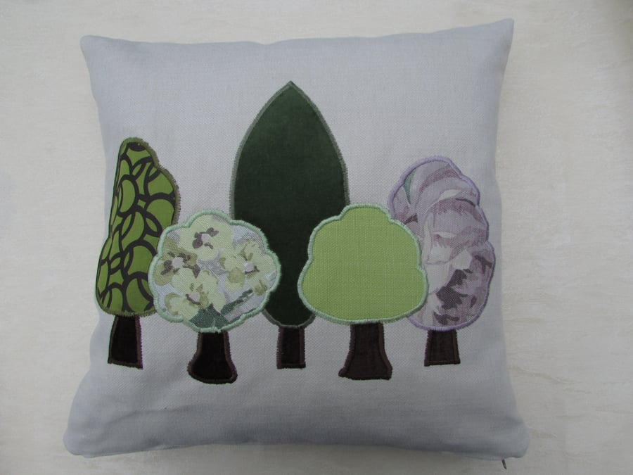 16" Spring Trees appliqued cushion