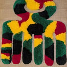Large Hand Tufted Duafe Adinkra Textile Wall Art  Ghanaian Inspired  A2  Mounted