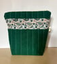 Paisley Print Quilted Zip Pouch in Pinstripe Forest Green