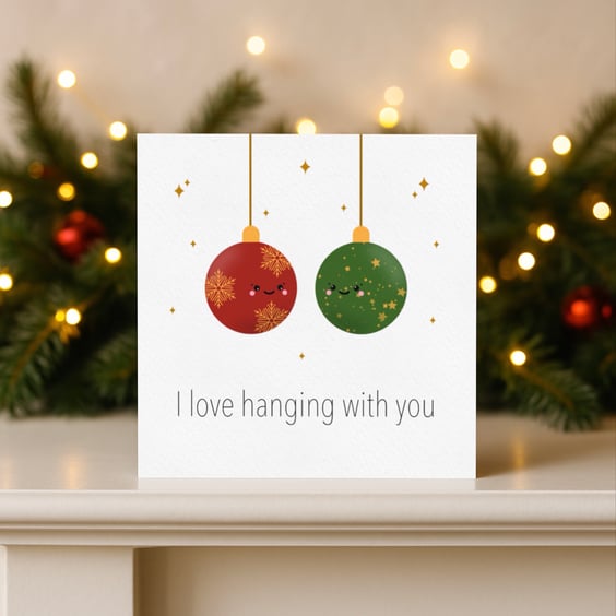 Funny Bauble Christmas Card, Christmas Pun Greeting Card, Best Friend Card