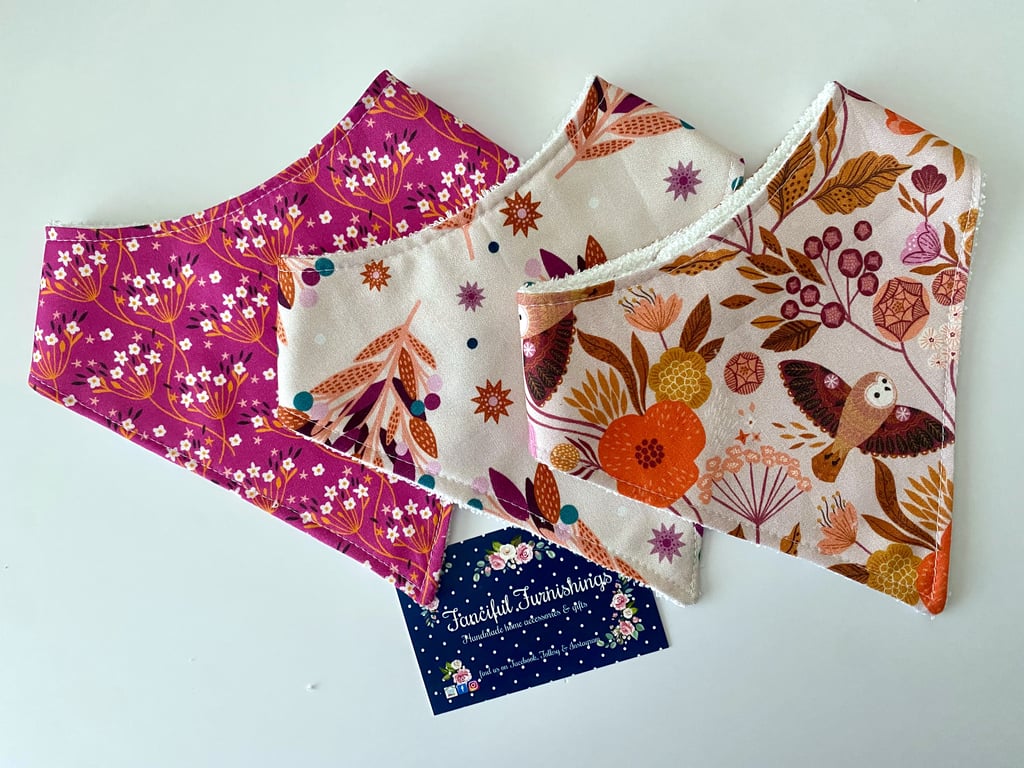 Trio of Bandana Baby Bibs, 3 piece Baby Bib Set