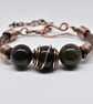 Golden Obsidian and Copper Viking Weave Bracelet - Image 1