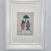Sister wall art, free motion machine embroidery artwork, gift, free postage
