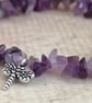 Amethyst chip stretch gemstone bracelet with dragonfly charm - Image 2