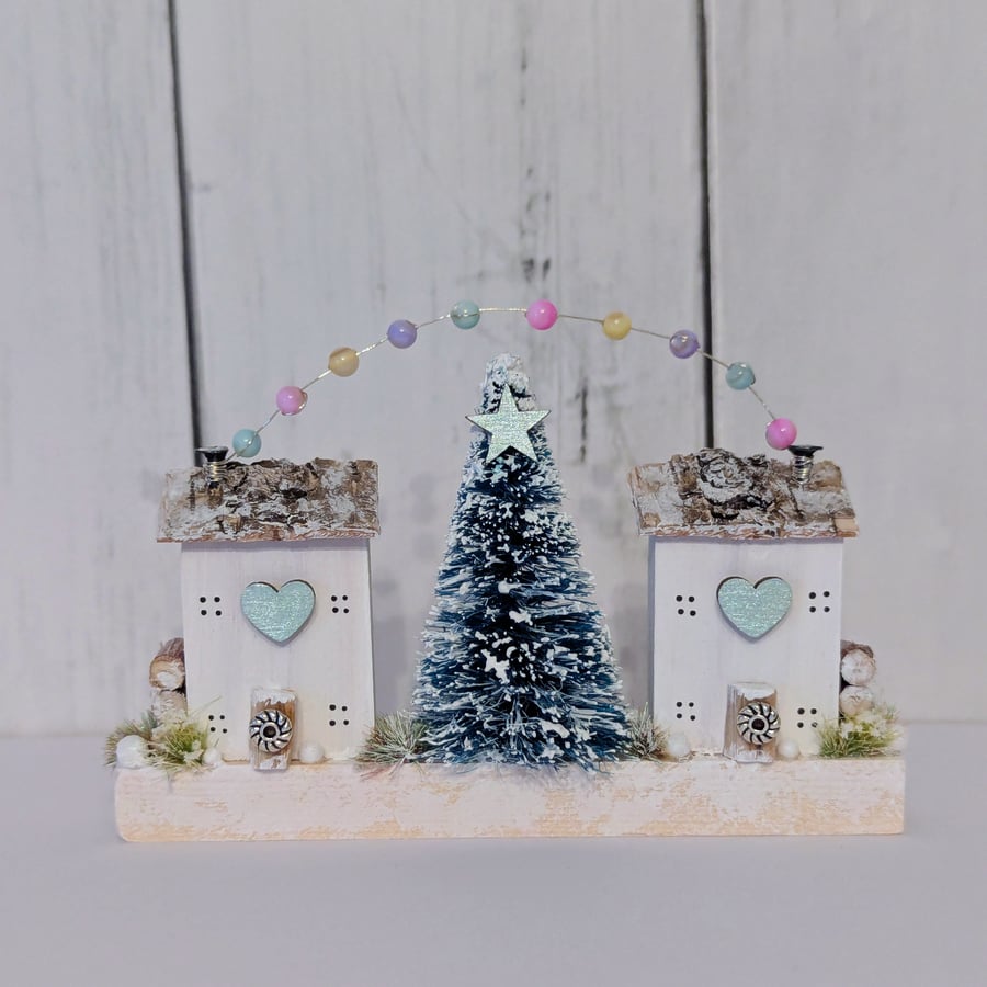 Fairy Lights and Snowy Nights - Handmade Wooden Christmas Decoration 