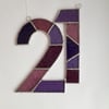 Stained Glass Number 21 Suncatcher - Handmade Window Decoration 