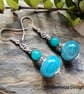 14mm Rondelle Agate & Quartzite Earrings Silver Plated - Image 1
