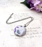 Halloween Pendant Necklace, Purple Snake & Potion Fabric Button Jewellery - Image 1