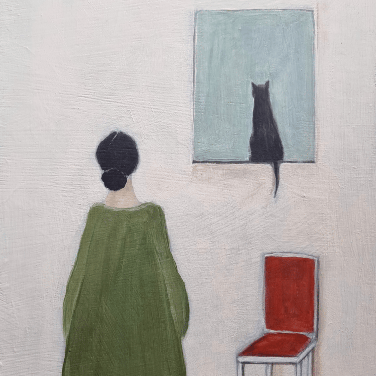 Original Painting - Lady And Cat Illustration by Aimee Marie