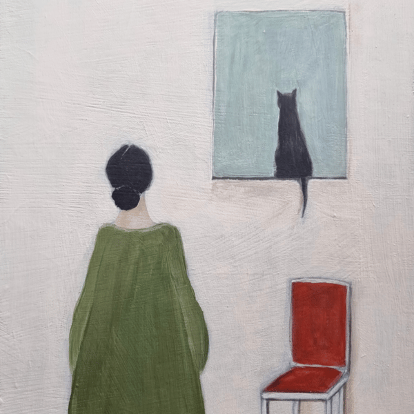 Original Painting - Lady And Cat Illustration by Aimee Marie