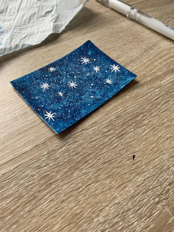 ACEO Original Abstract Watercolour Stardust Stars 1