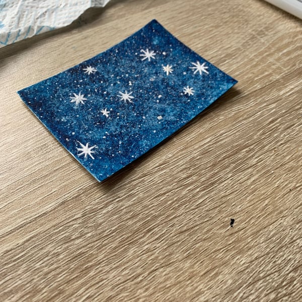 ACEO Original Abstract Watercolour Stardust Stars 1