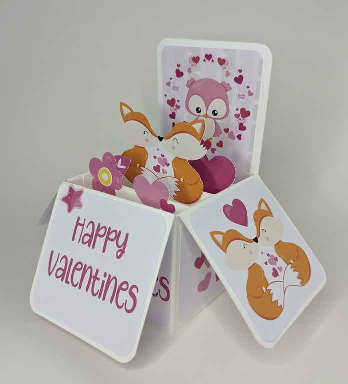 Foxes Valentines Card Box Card - can be personalised