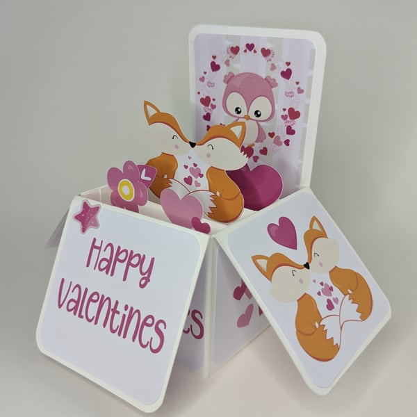 Foxes Valentines Card Box Card - can be personalised