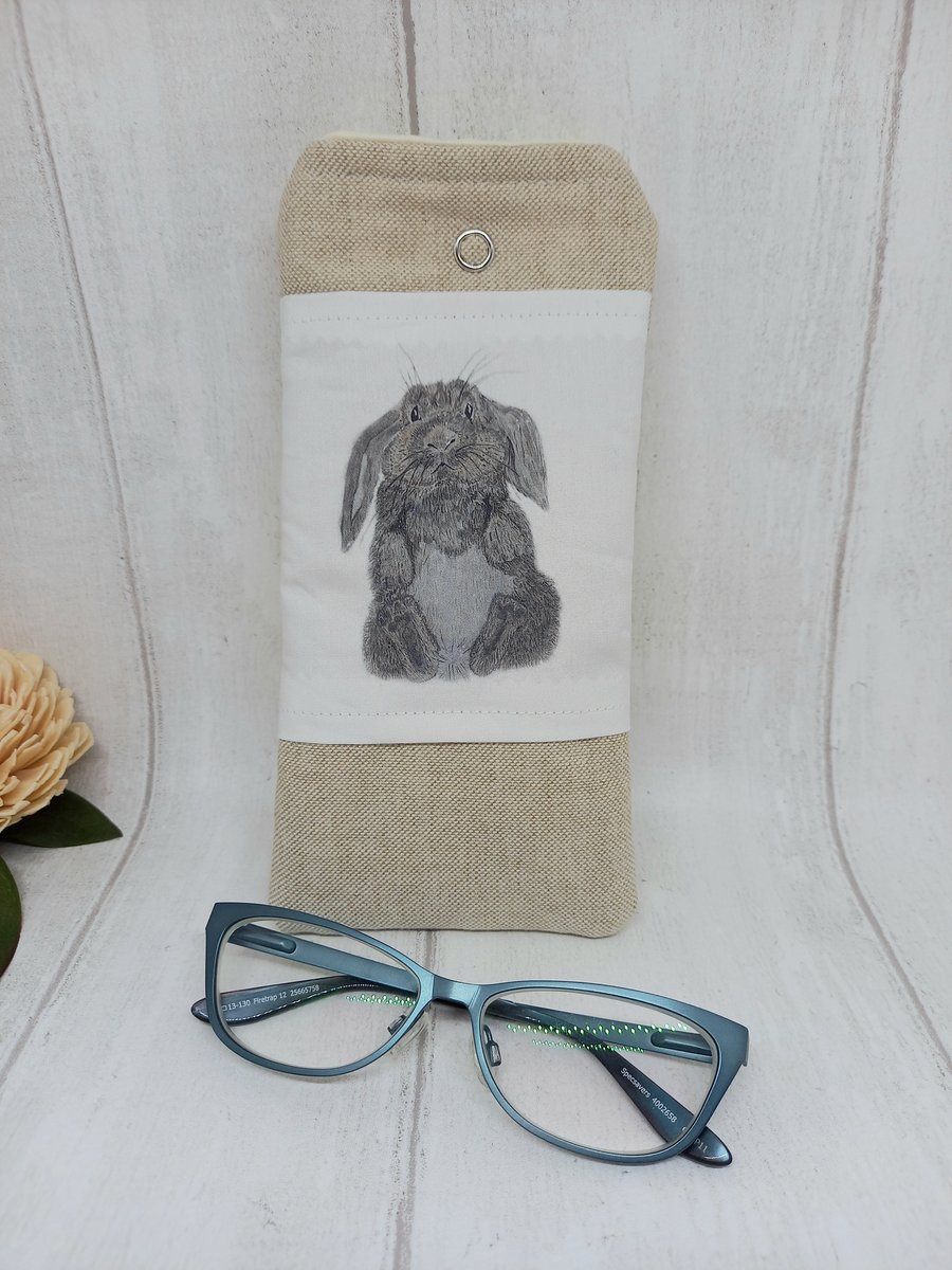 Glasses case, Rabbit design, sunglasses case, travel accessories, Rabbit gifts