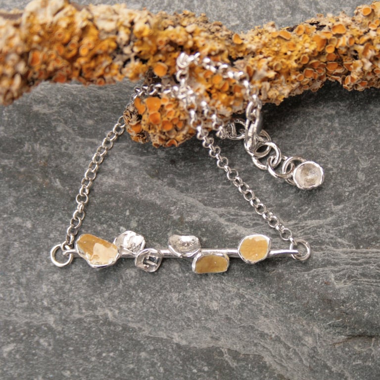 Sterling silver lichen bracelet, nature inspired jewellery, dainty bracelet
