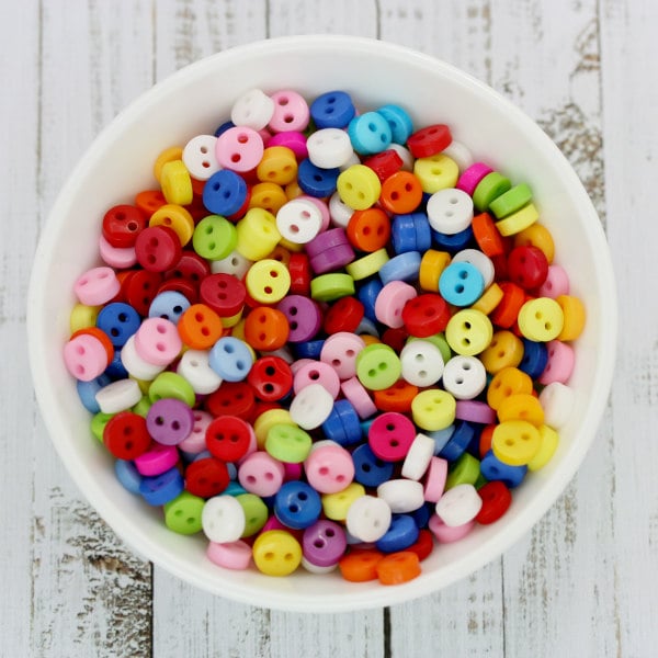 6mm Mini Micro Resin Buttons, 100 Pack Mixed Coloured Micro Buttons