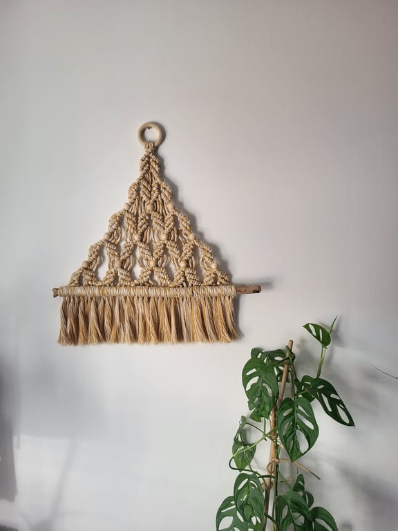 Christmas tree macrame wall decor , wooden beads