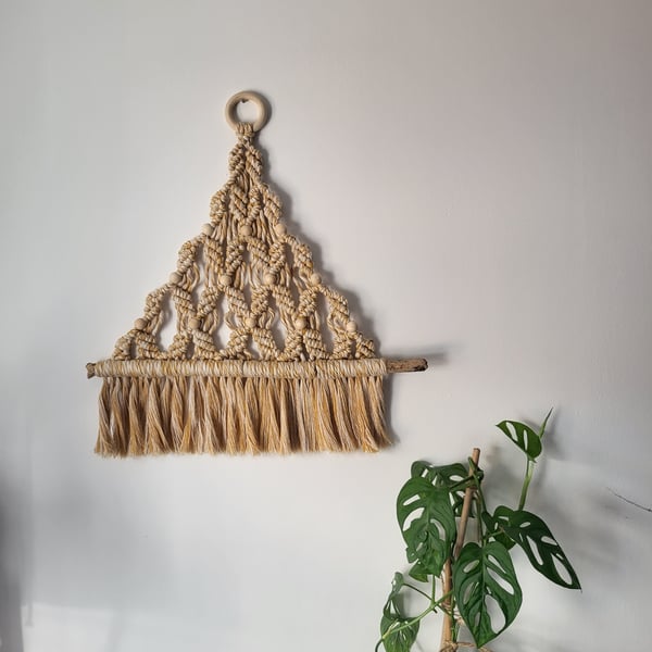 Christmas tree macrame wall decor , wooden beads