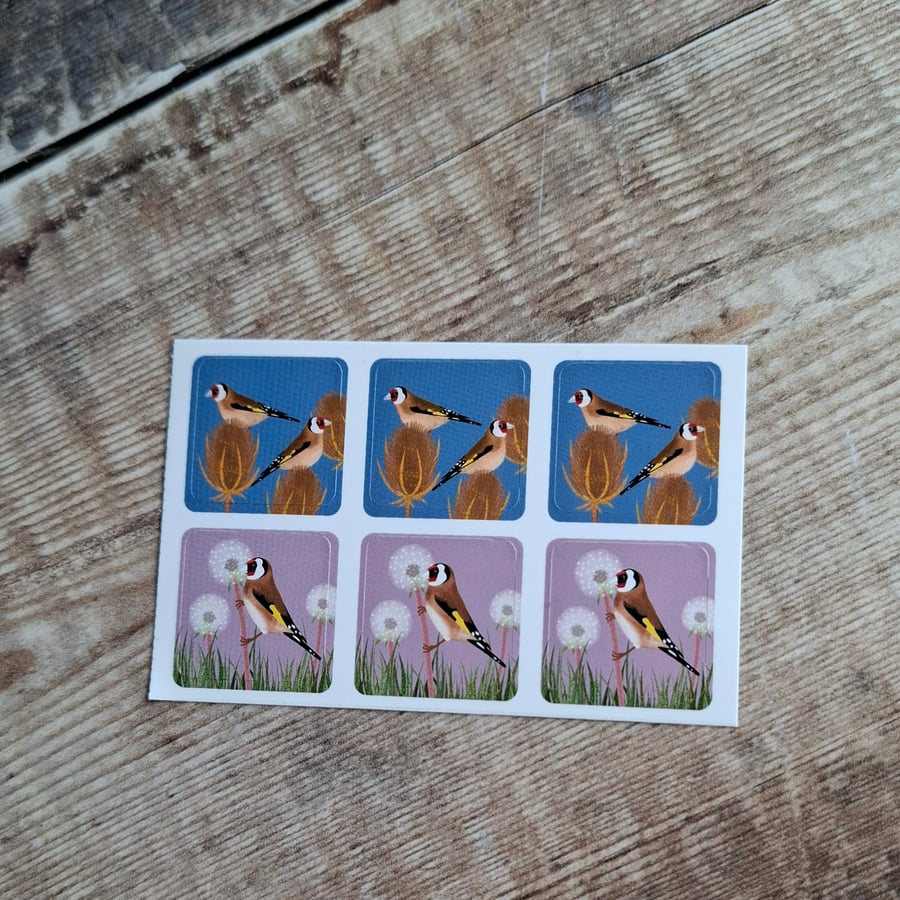 Goldfinch Envelope Stickers - Set of 6