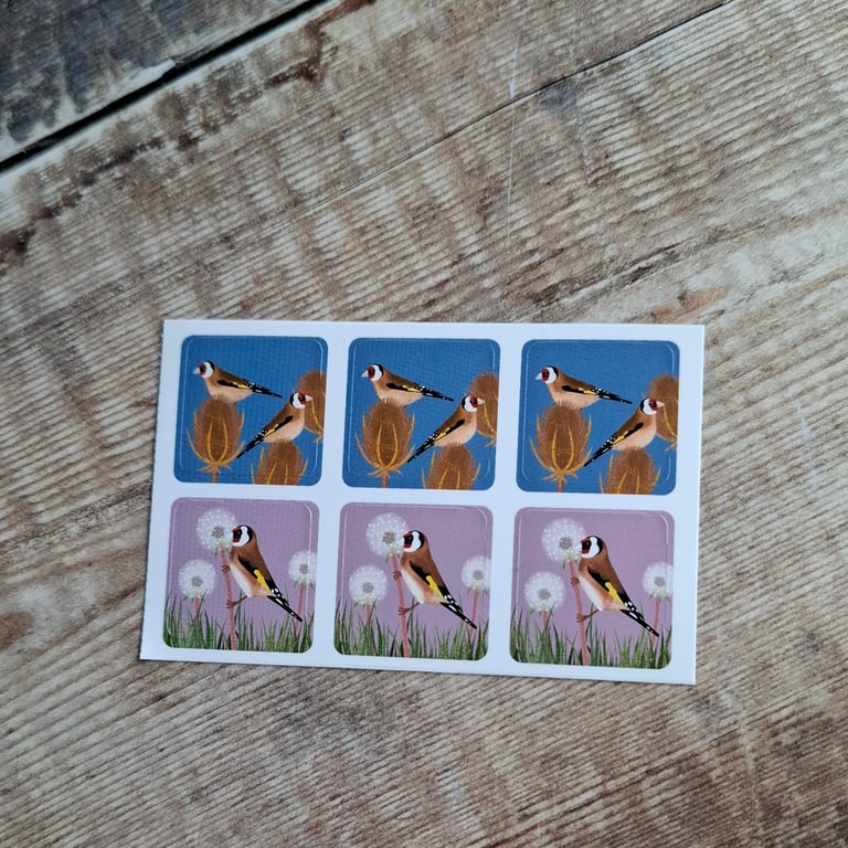 Goldfinch Envelope Stickers - Set of 6