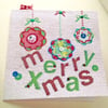 Christmas Cards Five PK,'Baubles & Buttons',Handmade Xmas Cards